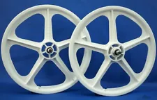 Skyway BMX 20" Tuff Wheels WHITE retro NEW wheelset sealed bearings 3/8 axles