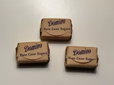 3 Original Vintage Domino Sugar Cubes Survival Food Packet 1950s