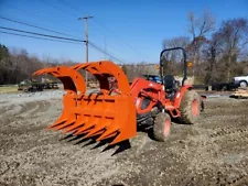 72" Brush Root Rake Grapple Attachment Skid Steer Tractor Quick Attach