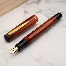 VINTAGE 1950's German MERLIN 33 Orange Celluloid 14K Flex EF Nib Fountain Pen