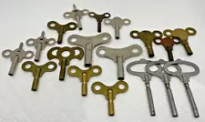 17 Old Clock Keys Mixed Lot from England, Swiss Made, Germany, W. Germany