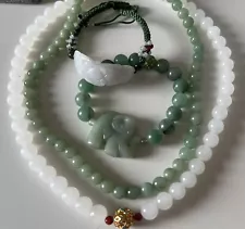 White And Green Jade Jewelry Lot