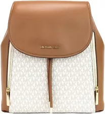 Michael Kors Phoebe Medium Zip Pocket Backpack Vanilla MK Signature