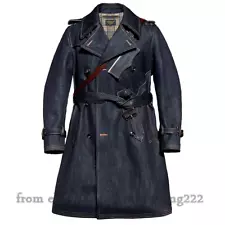 World War I Coat English VINTAGE 22OZ Tannic Mid-length Over-the-knee Trench Coa