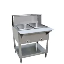 Kratos 28W-191 Stationary Two Pan Open Well Electric Steam Table with