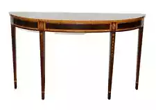 Councill Craftsman Demi Lune Hall Table Console Table Bellflower Inlay