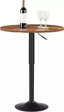 Bar Table, Height-Adjustable Round Pub Table