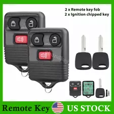 2 For 1998 1999 2000 2001 2002 2003 Ford F150 Remote Fob + Ignition Chipped Key