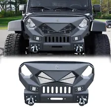 Steel Mad Max Grill Front Bumper W/Winch Plate For 07-18 Jeep Wrangler JKJKU