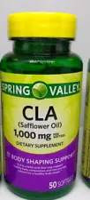 Spring Valley CLA Safflower Oil Dietary Supple Body Shaping 1000 mg 50 ct 12/24