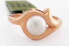 GENUINE 6.5 mm FRESH WATER PEARL RING 10K ROSE GOLD -Free Certificate Appraisal