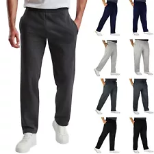 Mens Fleece Trousers Open Hem Bottoms Casual Joggers Jogging Pants S - 5XL