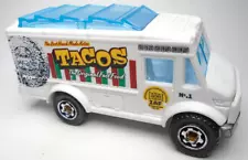 2020 MATCHBOX CHOW WAGON TACOS WHITE 3" DIECAST FOOD TRUCK W YELLOW RED & GREEN