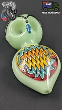 4.5" Tobacco Smoking Pipe Bowl Glass Hand Pipe Dual Bowls Owl Green