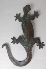 14" Metal Gecko lizard Outdoor Wall Art Home Garden Decor Sculptures Accents