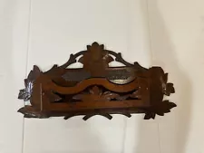 Ornate Antique Eastlake Victorian Carved Wooden Wall Pocket Shelf