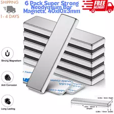 6 Pack Super Strong Bar Magnets Heavy Duty, Large Flat Magnetic Strips, Powerful