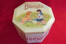 VINTAGE OCTAGONAL ASSORTED ENGLISH BISCUITS DECORATIVE COLLECTOR TIN NEW