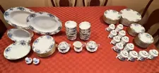 Royal Albert Old Country Blue Rose Dish Set 95 Piece Dishes Gold Limited Antique