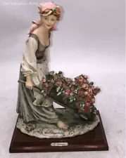 Giuseppe Armani Multicolor Home Decorative Peasant Girl Flower Wagon Figurine