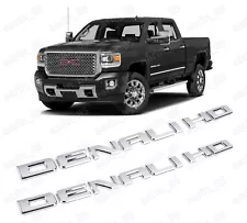 2x Denali HD Side Door Tailgate Letter Nameplate Emblem Badge for Sierra Chrome (For: GMC Denali)