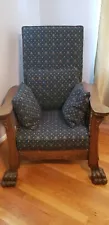 Antique Victorian Oak Morris Chair late 19th Century, Blue upolstry