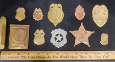 Lot Of 10 Blank Police Badges In Various Stages Of Production Mostly Brass