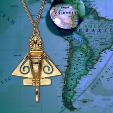 Quimbaya Flyer Necklace 24K GP Pre-Columbian Ancient Alien Artifact NK-692