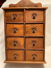 Antique Authentic Pine 8 Drawer Spice Kitchen Cabinet Complete