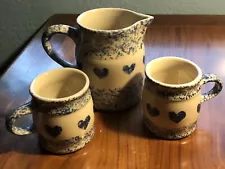 Roseville Ohio 3pc Set of Blue ð ððSpongeware. Pottery NEW!!