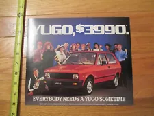 1986 Yugo $3990 Car Auto Dealer showroom Sales Brochure