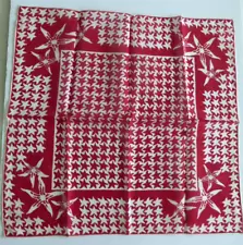 Vintage Fine Cotton Red Starfish Bandana or Neck Scarf, 19"