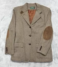 Lauren Ralph Lauren Wool Tweed Blazer 3 Button Elbow Patch Jacket Women's 10