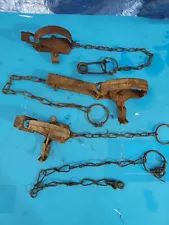 Vintage Lot 3 Spring Traps Leg Hold Animal Trap, Victor & ??? Cabin Shop Decor ?