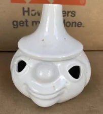 Vintage Ceramic Garlic Bulb Keeper Canister Anthropomorphic Face