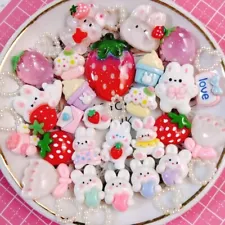 White Rabbit Strawberry Deco Parts for Collective Sale Handicraft Materials