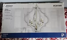 Progress Lighting Teigen 6-Light Antique White & Gold Led Hanging Pendant Light!