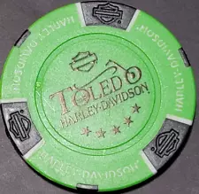 TOLEDO HD ~ OHIO (Neon Green/Black) ~ Harley Davidson Poker Chip ~ CLOSED