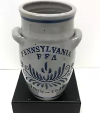 Keaton Pennsylvania FFA 70th Anniversary Salt Glazed Pottery Crock Signed