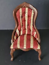 DOLLS HOUSE - RARE HANDMADE UPHOLSTERED ARM CHAIR (1) - 1/12TH SCALE