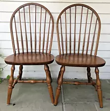 New ListingL.Hitchcock~2 OAK SIGNED WINDSOR LARGE SIDE CHAIRS-Excellent-I of 2 sets-#1