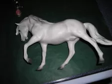 White with Gray markings Ceramic Stallion Horse - preowned