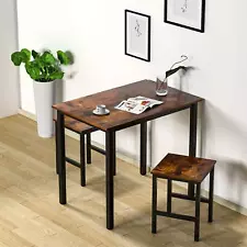 3 Pieces Dining Table Set, Space Saving Kitchen Table and Chairs Set for 2, S...