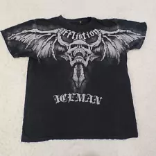 Affliction Shirt Mens Large Black Chuck Liddell Iceman MMA Skull Cross Y2K USA