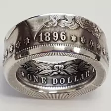 Silver Dollar Coin Ring Size 6-12 Handmade Crafted Rare Silver Morgan Men Rings