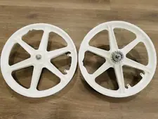 Pair of 20" Bicycle Mag Wheels Set 6 SPOKE WHITE FOR GT DYNO HARO any BMX BIKE