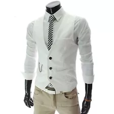 Men's Business Leisure Wedding Vest V Neck Sleeveless Slim Jacket Vest