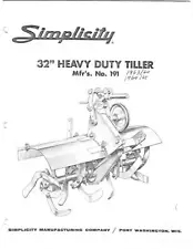 32 inch Heavy Duty Tiller Operator Maint & Parts Manual Simplicity No. 191