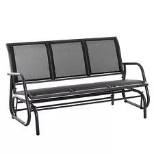 3 Seat Patio Rocking Glider Bench Outdoor Swing Chair Loveseat for Porch Garden