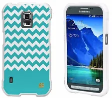 For Galaxy S5 ACTIVE Protector Snap On Cover Case Teal Chevron